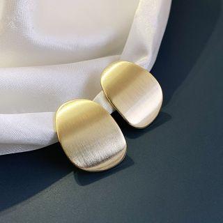 Brushed Irregular Alloy Disc Earring 1 Pair - Earrings - Gold - One Size