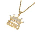 Rhinestone King & Crown Pendant Necklace