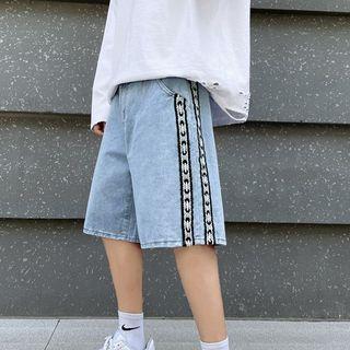 Taped Denim Shorts