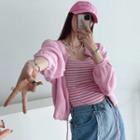 Zip-up Kangaroo-pocket Cardigan