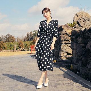 Polka Dot Maxi Wrap Dress