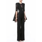 Bell-sleeve Lace-panel Jumpsuit