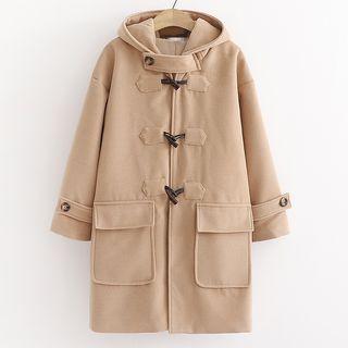 Hooded Toggle Coat Khaki - One Size