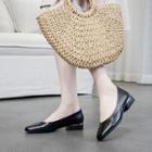 Genuine Leather Square-toe Low-heel Pumps