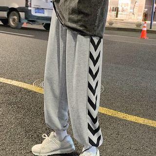 Printed Drawstring-cuff Cropped Sweatpants