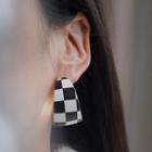 Checker / Polka Dot Faux Leather Open Hoop Earring