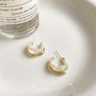 Faux Pearl Layered Hoop Earring 1 Pair - Gold - One Size