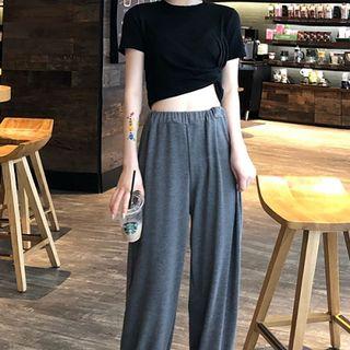 Crew-neck Short-sleeve Crop Top / Cropped Harem Pants