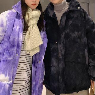 Couple Matching Tie-dye Padded Zip-up Coat