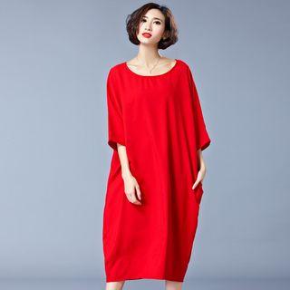 Elbow-sleeve Oversized Dress