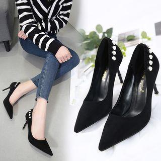 Faux Pearl Pointy Toe Pumps