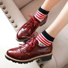 Brogue Fringed Chunky Heel Oxfords