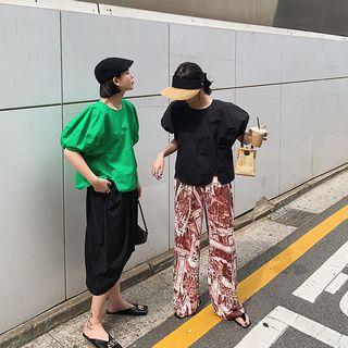 Short-sleeve Plain Dress / Short-sleeve Plain Blouse / Short-sleeve Plain Long Dress