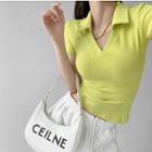 Slim-fit Cropped Polo Shirt In 6 Colors