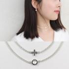 925 Sterling Silver Polished Cross / Hoop Pendant Necklace