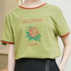 Contrast Trim Flower-print Short-sleeve T-shirt