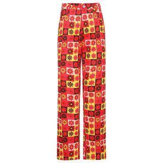 Flower Print Straight Leg Pants