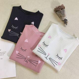 Sleeveless Cat Embroidery Knit Top