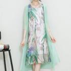 Mock Two-piece Floral Print Silk Dress