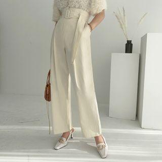 Belted High-rise Wide Pants