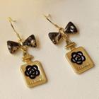 Bow Faux Crystal Flower Alloy Dangle Earring 1 Pair - 1881 - Gold - One Size