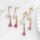 Cherry Blossom Tasseled Drop Earring / Clip-on Earring