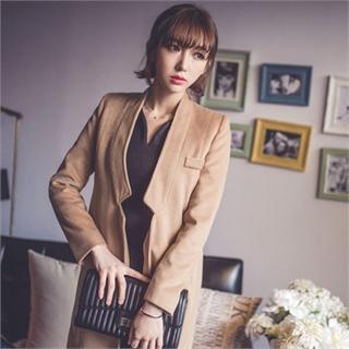 Open-front Wool Blend Coat