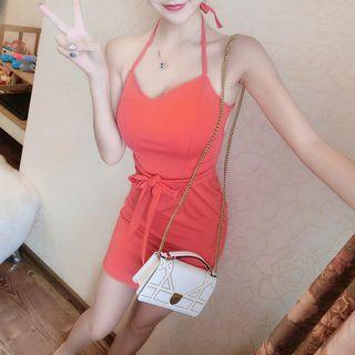 Halter Open-back Mini Sheath Dress