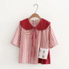 Short-sleeve Striped Character Top