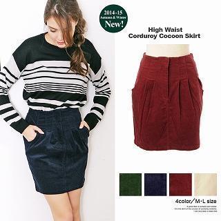 Pleated Corduroy Skirt