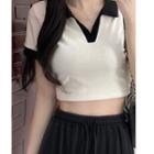 Short-sleeve Cropped Polo Shirt / Sweatpants