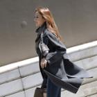 Snap-button Deep-slit Neoprene Coat
