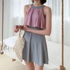 Contrast Paneled Swim Dress