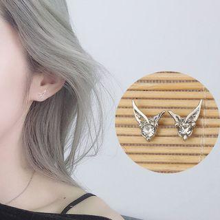 Rhinestone Wings Earring 1 Pair - Silver - One Size