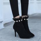 High-heel Beaded Ankle Boots