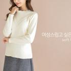 Scallop-neckline Pointelle-knit Sweater