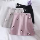 Flower Printed Woolen A-line Skirt