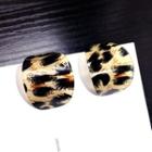 Leopard Print Ear Stud Coffee - One Size