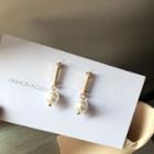 Faux Pearl Rhinestone Dangle Earring 1 Pair - S925 Silver - Earrings - One Size