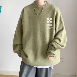 Mock-turtleneck Print Sweater