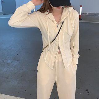 Zip-up Hoodie / Wide Leg Sweatpants