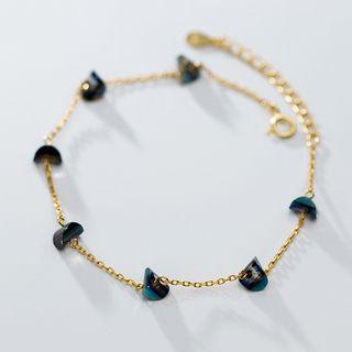 925 Sterling Silver Faux Crystal Bracelet Gold - One Size