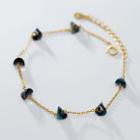 925 Sterling Silver Faux Crystal Bracelet Gold - One Size