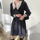 Contrast-collar Corduroy Dress