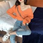 V-neck Wrap Cropped Sweatshirt