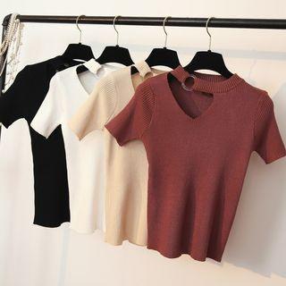 Cutout Short-sleeve Sweater