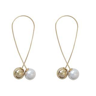 Faux Pearl & Metal Ball Drop Earring