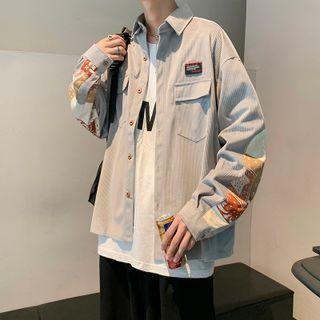 Print Panel Applique Corduroy Shirt