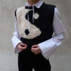 Taichi Print Cropped Sweater Vest