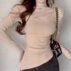 Long-sleeve Cutout Irregular T-shirt